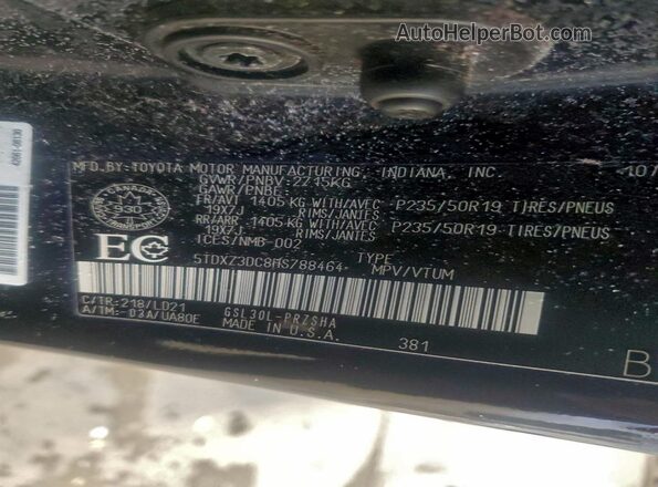 5TDXZ3DC8HS788464 2017 TOYOTA SIENNA Черный Вид наклейки с VIN-кодом