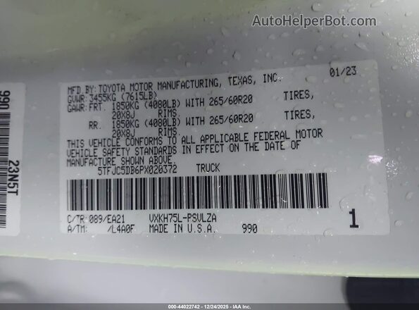 5TFJC5DB6PX020372 2023 TOYOTA LIMITED White Շարժիչի բաժամունքի տեսք