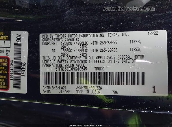 5TFNC5DBXPX018545 2023 TOYOTA TUNDRA Blue Vista del compartimento del motor