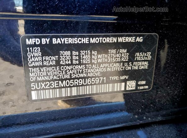 5UX23EM05R9U65971 2024 BMW X7 Blue VIN sticker view