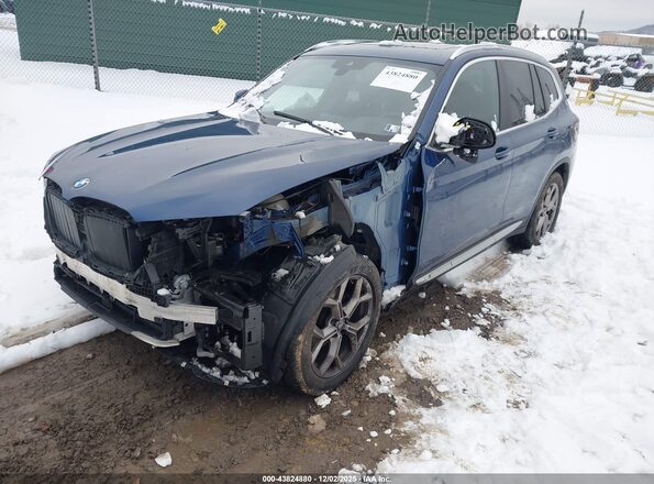 5UX53DP02N9L25664 2022 BMW X3 Синий Передняя левая четверть