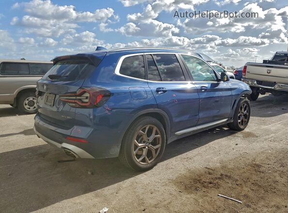5UX53DP06N9J31106 2022 BMW X3 Синий Задняя правая четверть