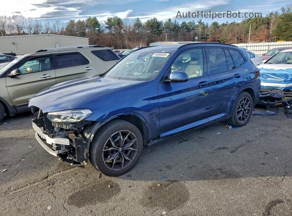 5UX53DP08N9J31592 2022 BMW X3 Синий Передняя левая четверть