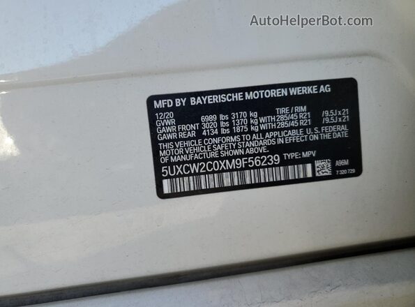 5UXCW2C0XM9F56239 2021 BMW X7 White Widok komory silnika