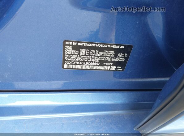 5UXCY8C05L9C66552 2020 BMW X6 Blue Widok komory silnika