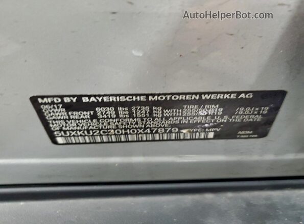 5UXKU2C30H0X47879 2017 BMW X6 Silver Շարժիչի բաժամունքի տեսք