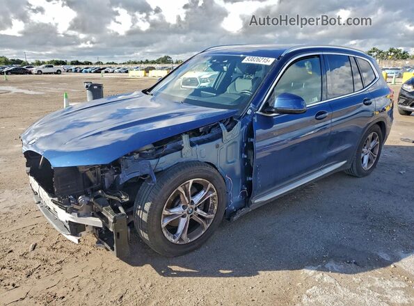 5UXTY3C00M9E60720 2021 BMW X3 Синий Передняя левая четверть