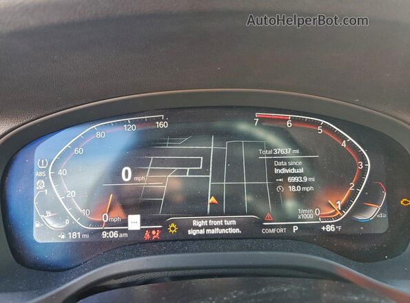 5UXTY3C00M9E60720 2021 BMW X3 Синий Вид щитка приборов