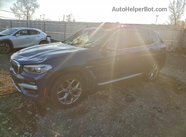 5UXTY5C04LLT33060 2020 BMW X3 Blue Передня ліва чверть