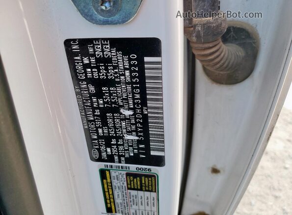 5XYP2DHC3MG153230 2021 KIA TELLURIDE Белый Панорамный вид салона 360°
