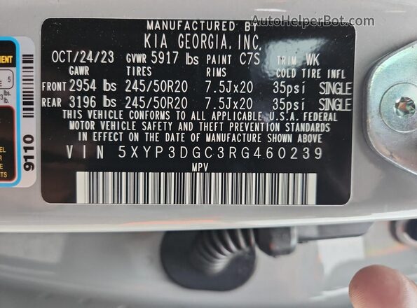 5XYP3DGC3RG460239 2024 KIA TELLURIDE Gray Widok wnętrza 360 stopni