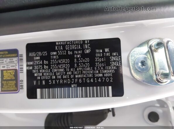 5XYRHDJF6TG414702 2026 KIA SORENTO Черный Вид подкапотного пространства