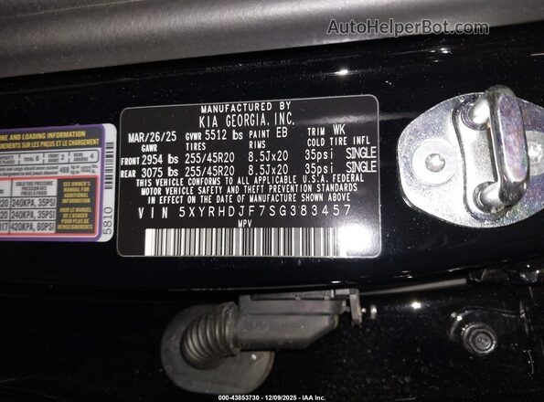 5XYRHDJF7SG383457 2025 KIA SORENTO Черный Вид подкапотного пространства