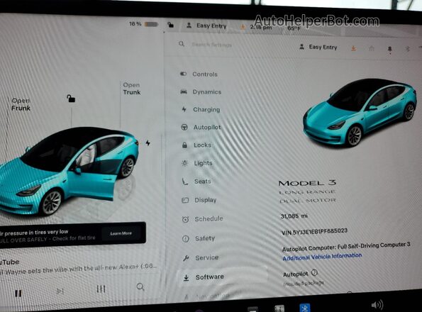 5YJ3E1EB1PF685023 2023 TESLA MODEL Charcoal Вид щитка приладів