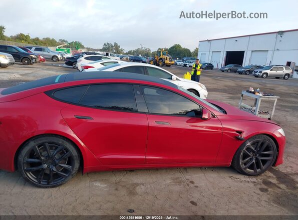 5YJSA1E55MF438892 2021 TESLA MODEL S Red უკანა სალონის ხედი