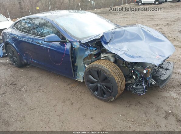 5YJSA1E64MF452906 2021 TESLA MODEL S Синий Передняя правая четверть