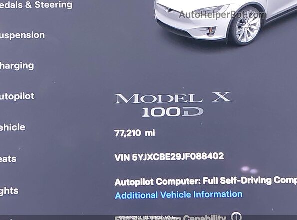 5YJXCBE29JF088402 2018 TESLA MODEL X Белый 