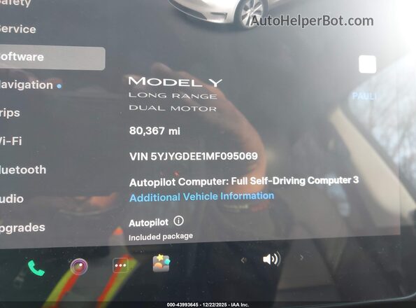 5YJYGDEE1MF095069 2021 TESLA MODEL Y White Вид задніх сидінь