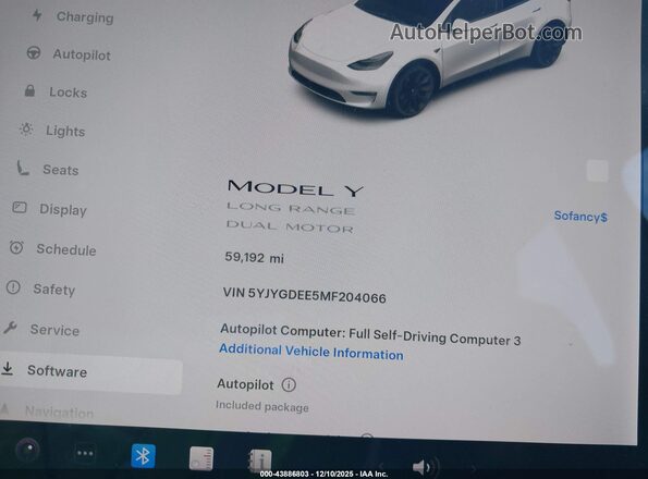 5YJYGDEE5MF204066 2021 TESLA MODEL Y White Вид задніх сидінь