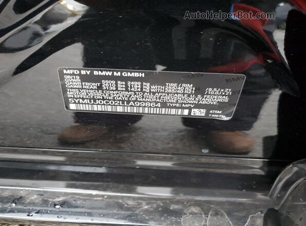 5YMUJ0C02LLA99864 2020 BMW X4 Черный Вид наклейки с VIN-кодом
