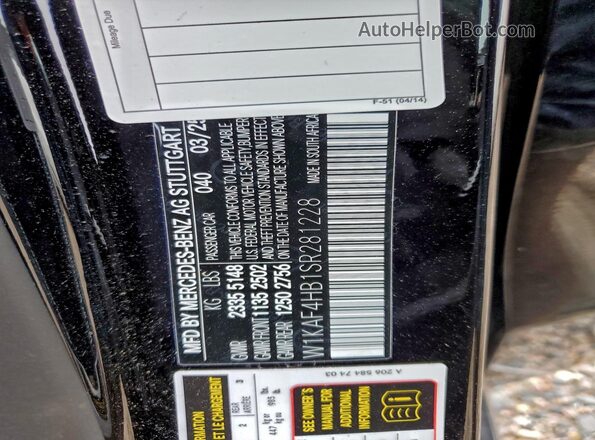W1KAF4HB1SR281228 2025 MERCEDES-BENZ C Black Widok naklejki z numerem VIN