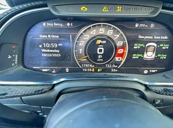 WUA4BCFX5M7901463 2021 AUDI R8 Белый Вид щитка приборов