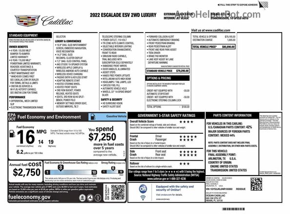 1GYS3JKL6NR100890 2022 CADILLAC ESCALADE Черный Вид задней части салона