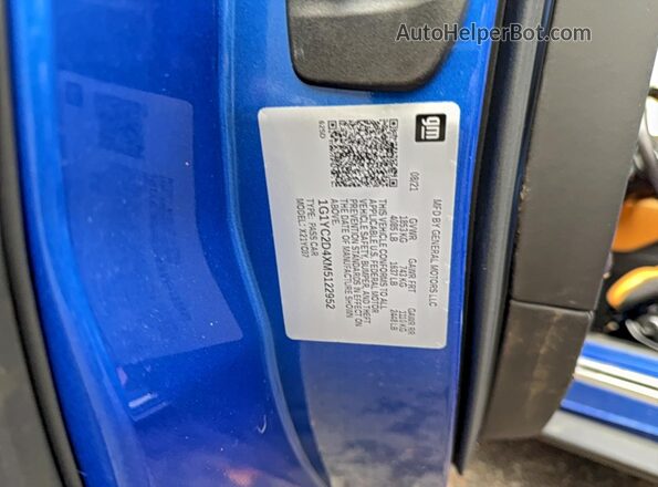 1G1YC2D4XM5122952 2021 CHEVROLET CORVETTE Синий Вид задней части салона