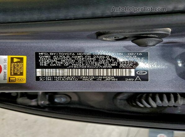 JTHKD5BH5G2270898 2016 LEXUS CT Серый Вид наклейки с VIN-кодом