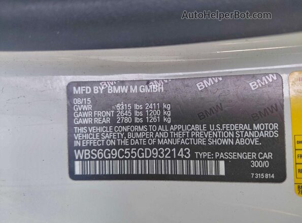 WBS6G9C55GD932143 2016 BMW M6 Белый Вид задней части салона