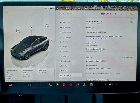 7SAYGDED1SF265244 2025 TESLA MODEL Серый Вид щитка приборов