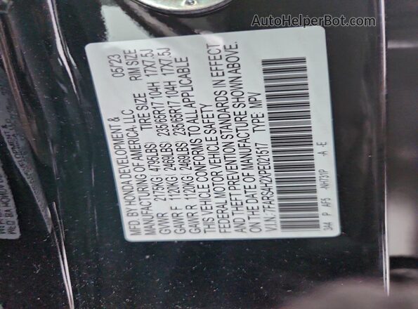 7FARS4H2XPE021517 2023 HONDA CR-V Black Vista interior de 360 grados