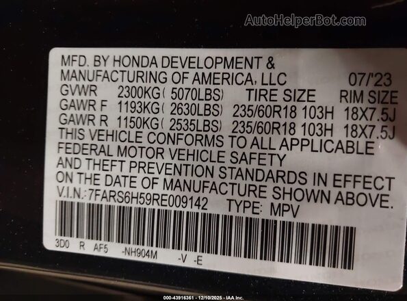 7FARS6H59RE009142 2024 HONDA CR-V HYBRID Черный Вид подкапотного пространства