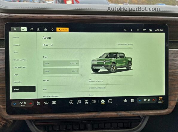 7FCTGAAA5NN008749 2022 RIVIAN R1T Green Սարքավորումների վահանակի տեսք