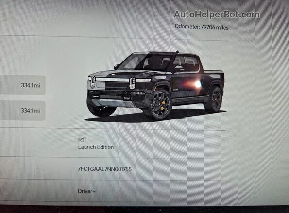 7FCTGAAL7NN001755 2022 RIVIAN R1T Gray Widok zestawu wskaźników