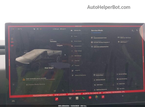 7G2CEHEDXSA077403 2025 TESLA CYBERTRUCK Серебряный Вид задних сидений