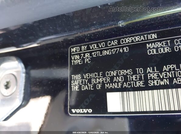 7JRL12TL8NG177410 2022 VOLVO S60 Черный Вид подкапотного пространства