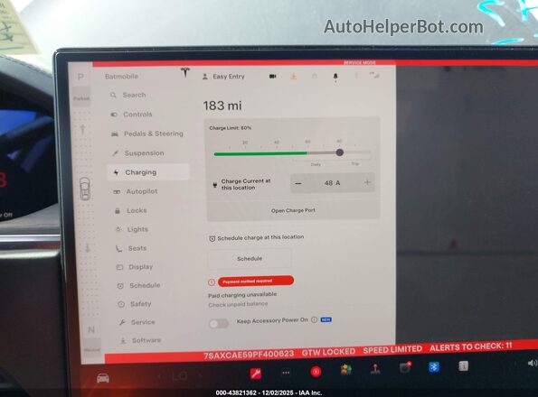 7SAXCAE59PF400623 2023 TESLA MODEL X Черный 