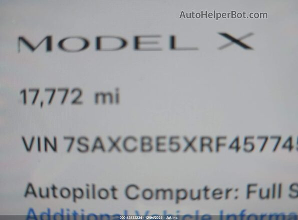 7SAXCBE5XRF457745 2024 TESLA MODEL X Gray 