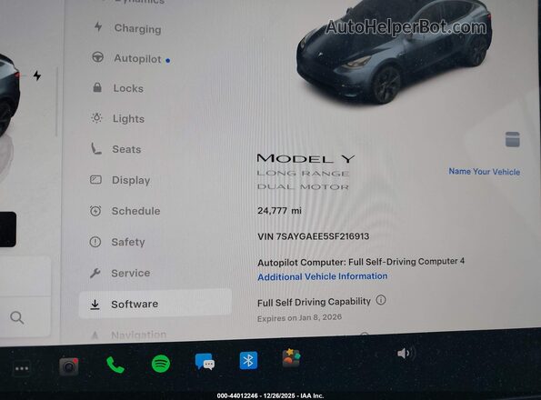 7SAYGAEE5SF216913 2025 TESLA MODEL Y Gray Вид задніх сидінь
