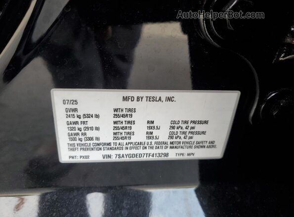 7SAYGDED7TF413298 2026 TESLA MODEL Black Widok komory silnika