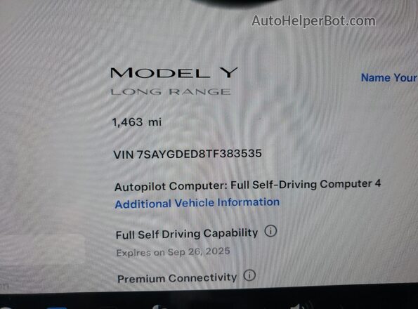 7SAYGDED8TF383535 2026 TESLA MODEL Black Vista del cuadro de instrumentos