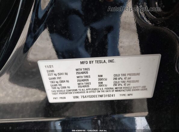 7SAYGDEE7NF319241 2022 TESLA MODEL Y Black Engine compartment view
