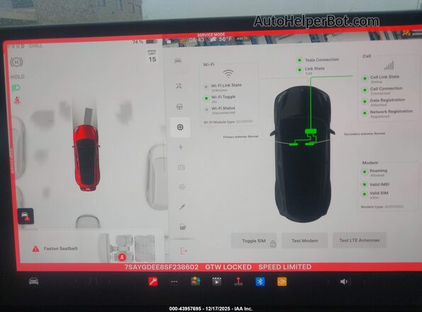 7SAYGDEE8SF238602 2025 TESLA MODEL Y Blue 