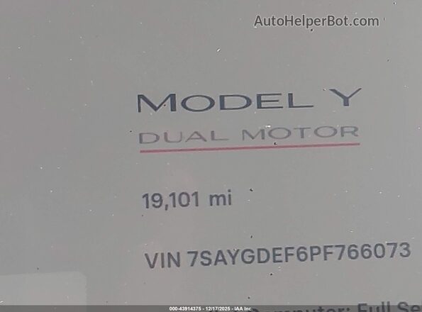 7SAYGDEF6PF766073 2023 TESLA MODEL Y Серый 