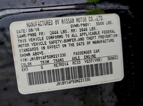 JN1BY1AP5GM221330 2016 INFINITI Q70 Черный Вид наклейки с VIN-кодом