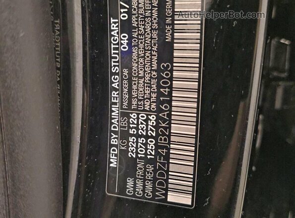 WDDZF4JB2KA614063 2019 MERCEDES-BENZ E-CLASS Black Вид задньої частини салону