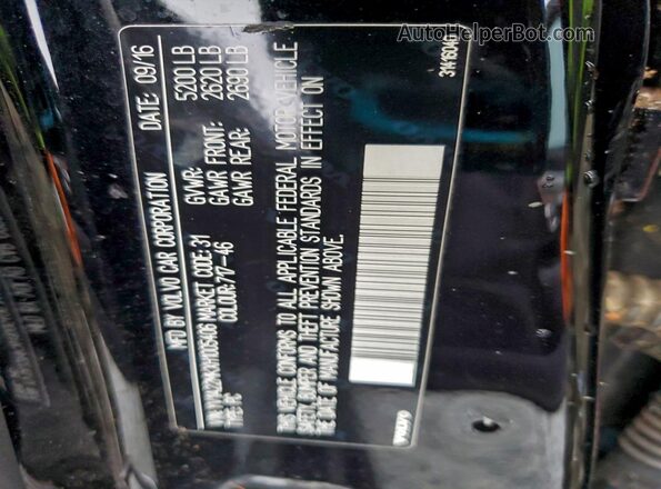 YV1A22MKXH1005406 2017 VOLVO S90 Black Widok naklejki z numerem VIN