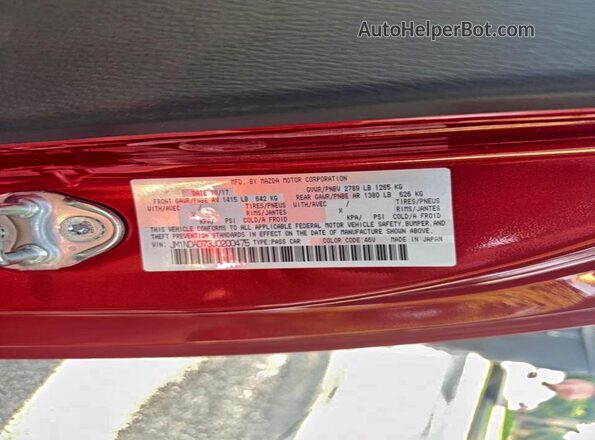 JM1NDAD73J0200475 2018 MAZDA MX-5 Red Widok wnętrza z tyłu
