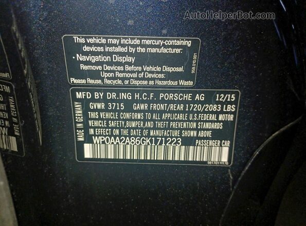 WP0AA2A86GK171223 2016 PORSCHE CAYMAN Черный Вид задней части салона